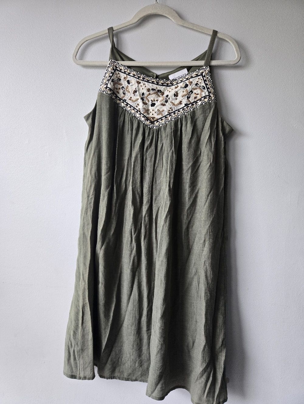 Westport Green Dress Flowy Embroidered Medium